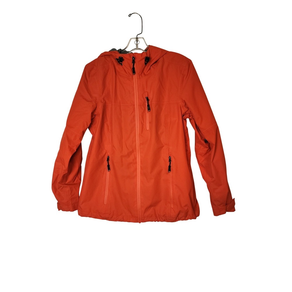 Men's Orange Hooded Raincoat - Waterproof Lightweight Jacket